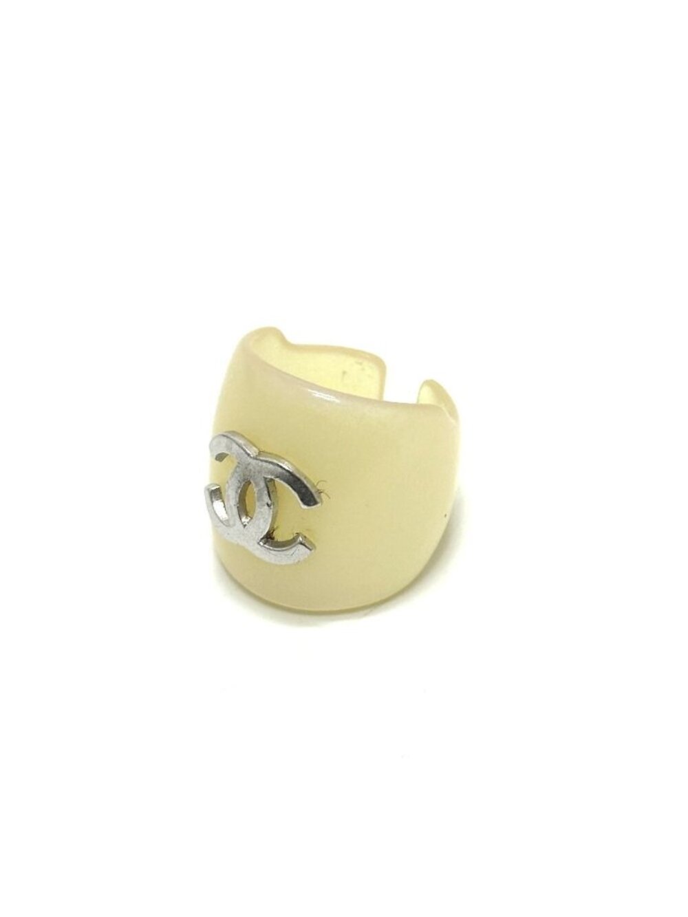 Chanel Ring CC Logo Plastic White